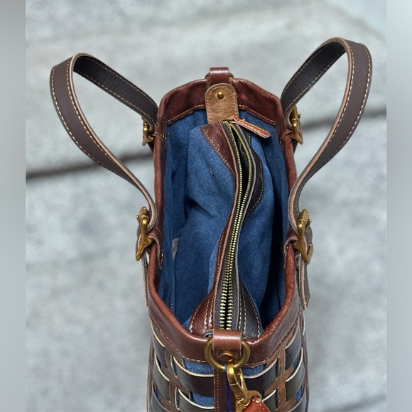 NEW Amerileather Dorgon Leather Rainbow Bucket/Basket Handbag (#1280-9) - Picture 5 of 9